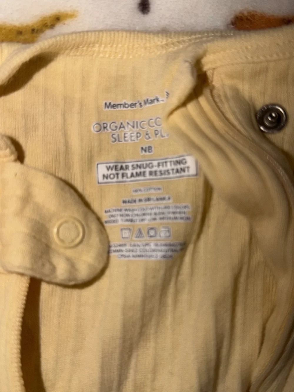 Member’s Mark Yellow Ribbed Organic Sleeper NB